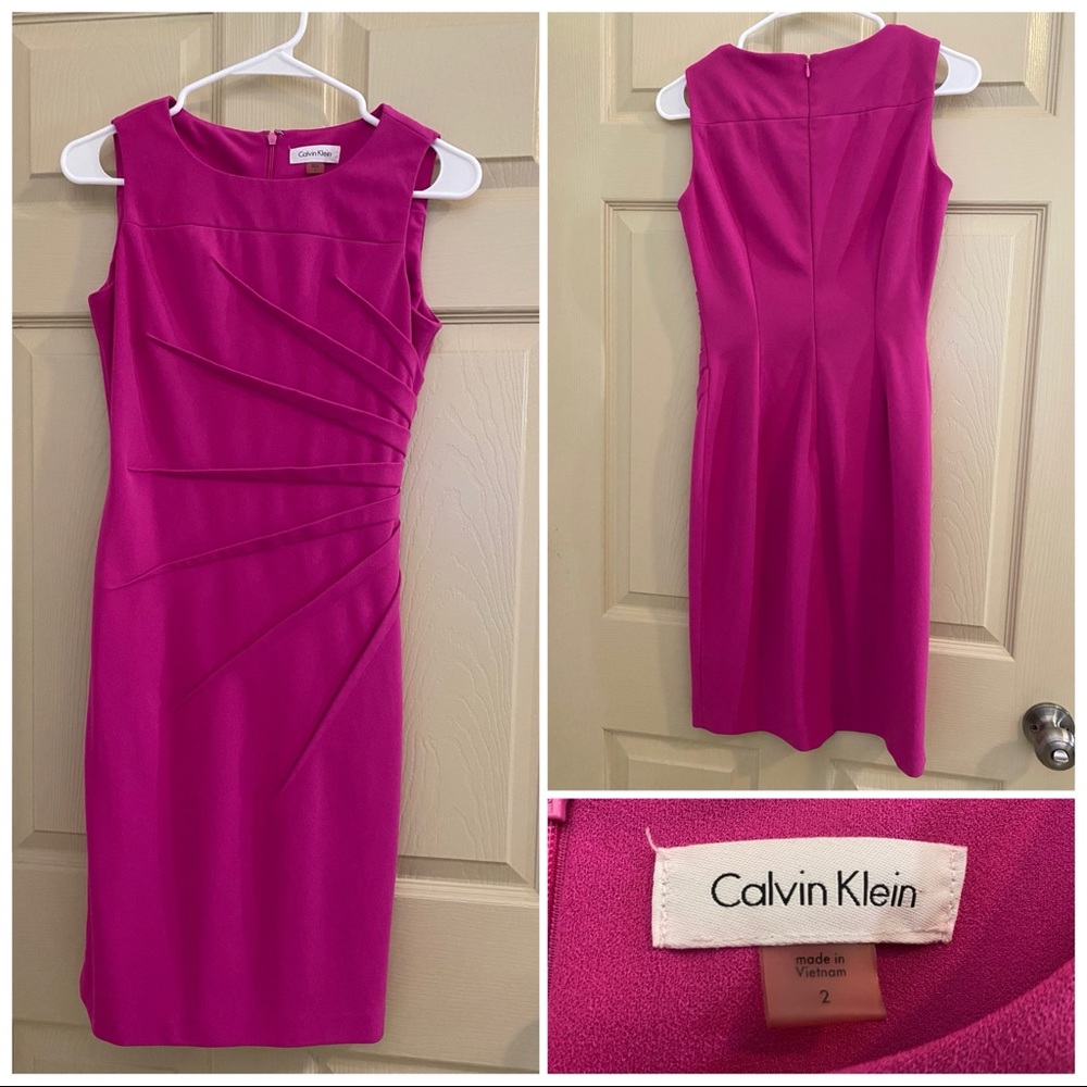 Pink Calvin Klein sunburst sheath dress - size 2